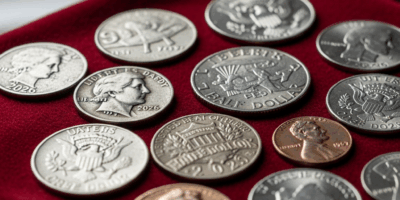 rare coins and US Mint 2026 releases displayed on velvet